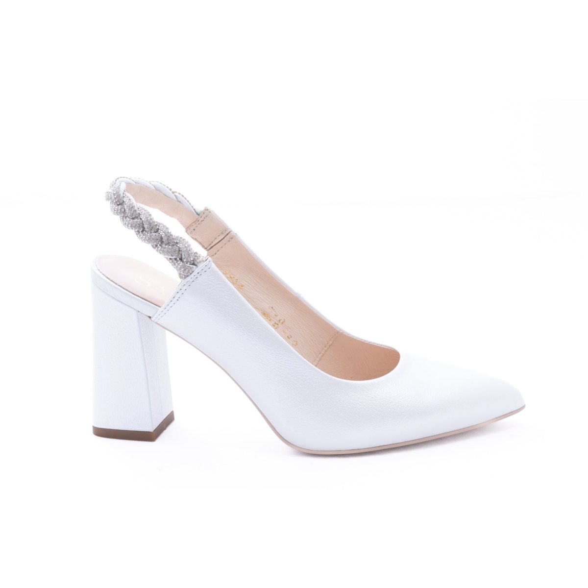 Pantofi mireasa piele naturala SALA dec 9954 alb sidef 35 / Piele naturala / white