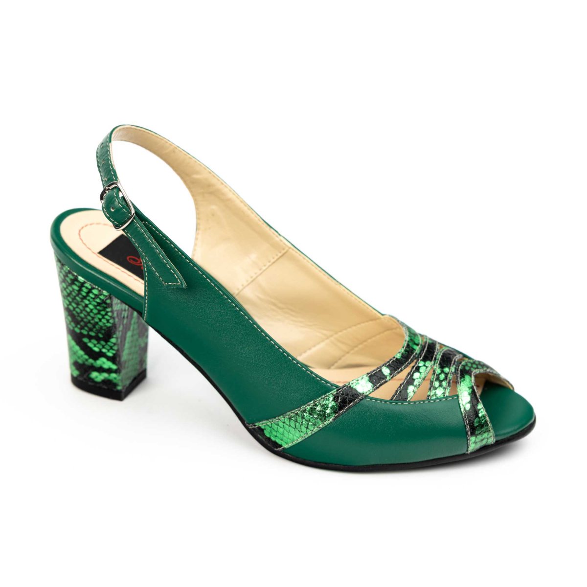 Sandale dama piele naturala SORTEC 024 Verde sarpe 35