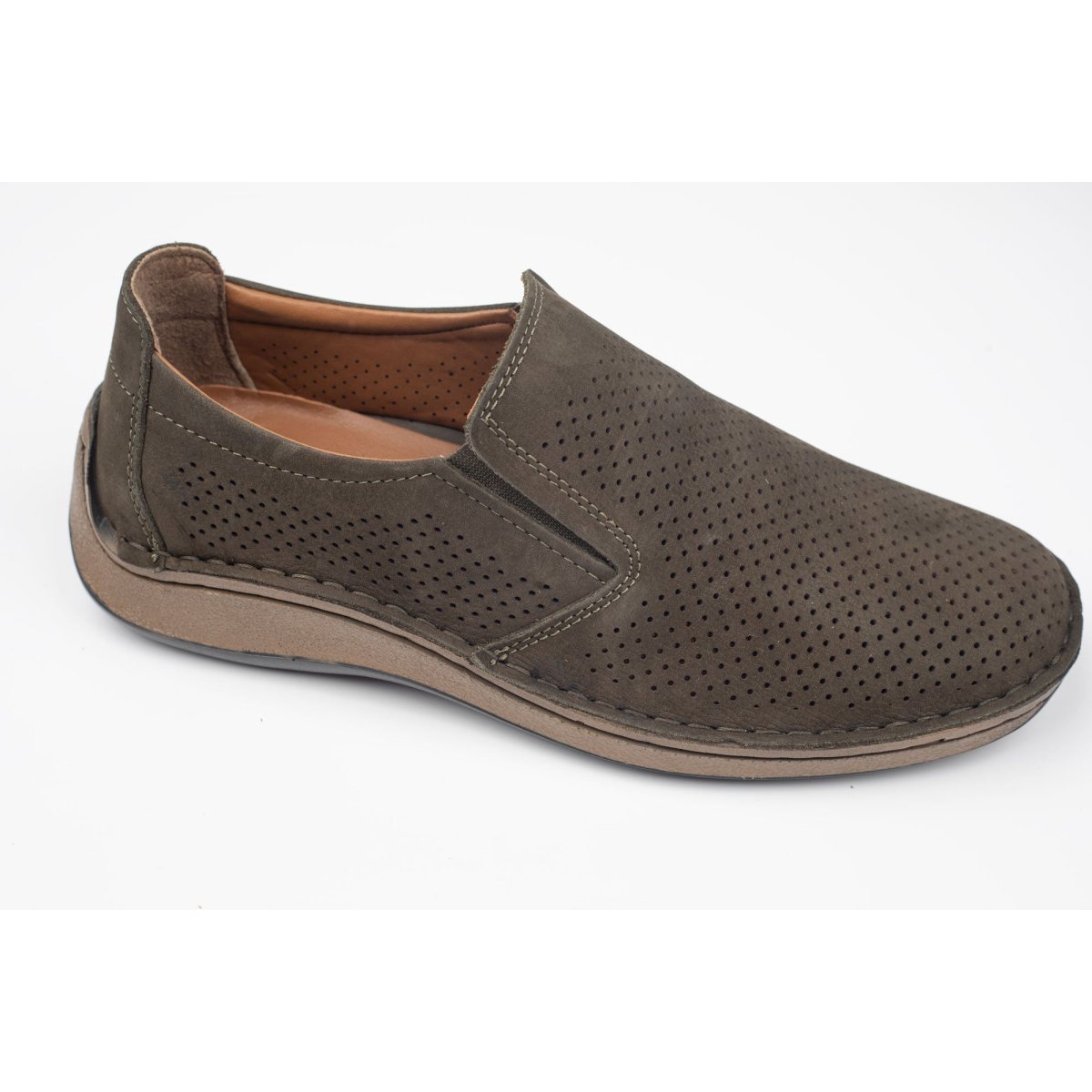 Pantofi bărbați piele naturală GORETTI 216 Kaki Nubuk 40