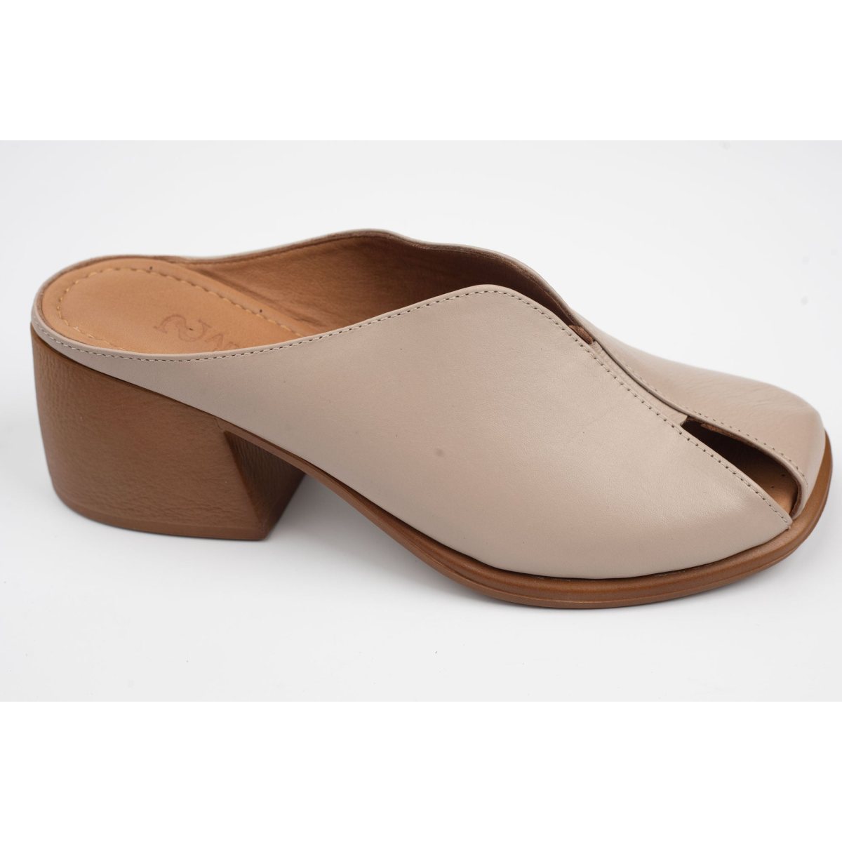 Saboți damă piele naturală ANNA V 1070 Vizon 36