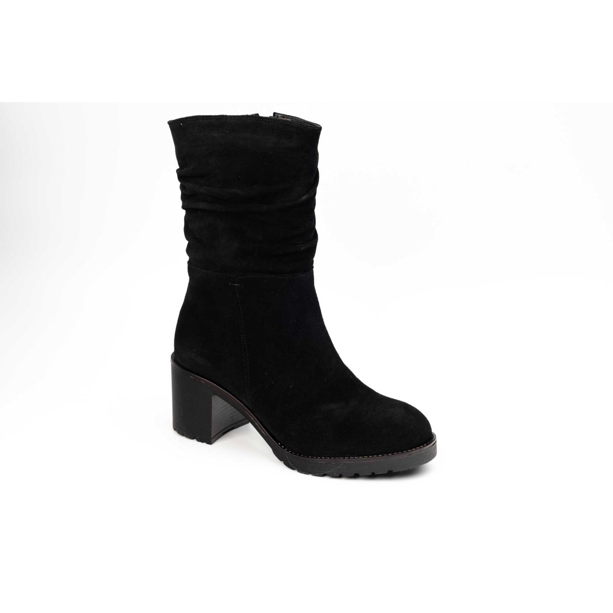 Ghete dama piele naturală întoarsă CATALI 843 Negru velur 36