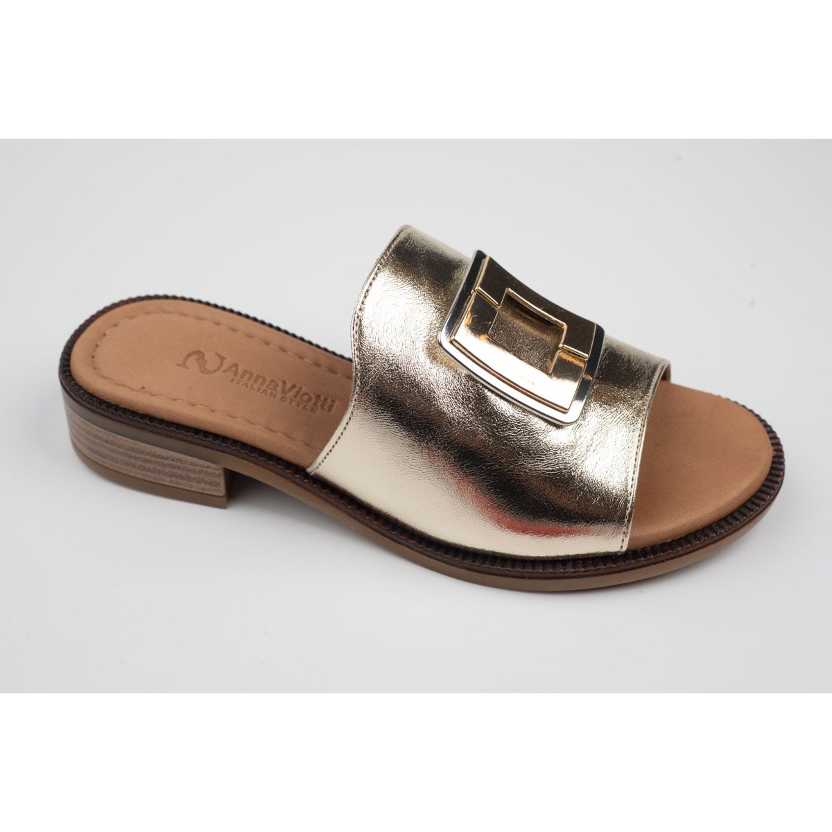 Șlapi damă piele naturală ANNA V 26301 Auriu 37