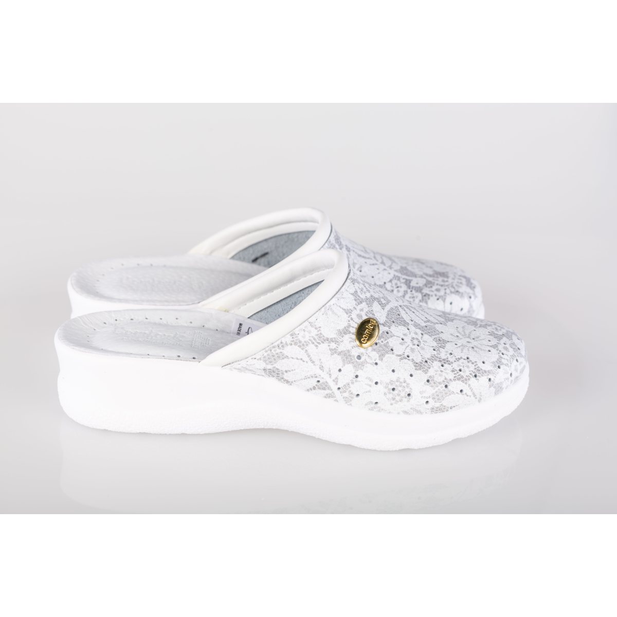 Saboti dama piele naturala DACO 10 alb gri 37 / Piele naturala / white