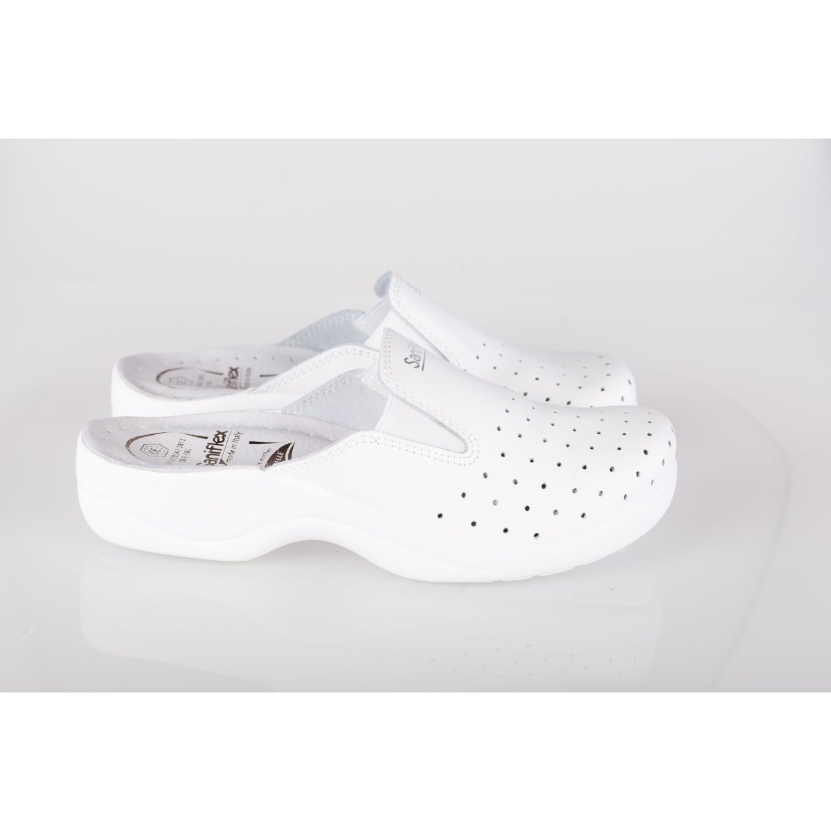 Saboti dama piele naturala JOHNY  621-10 alb 36 / Piele naturala / white