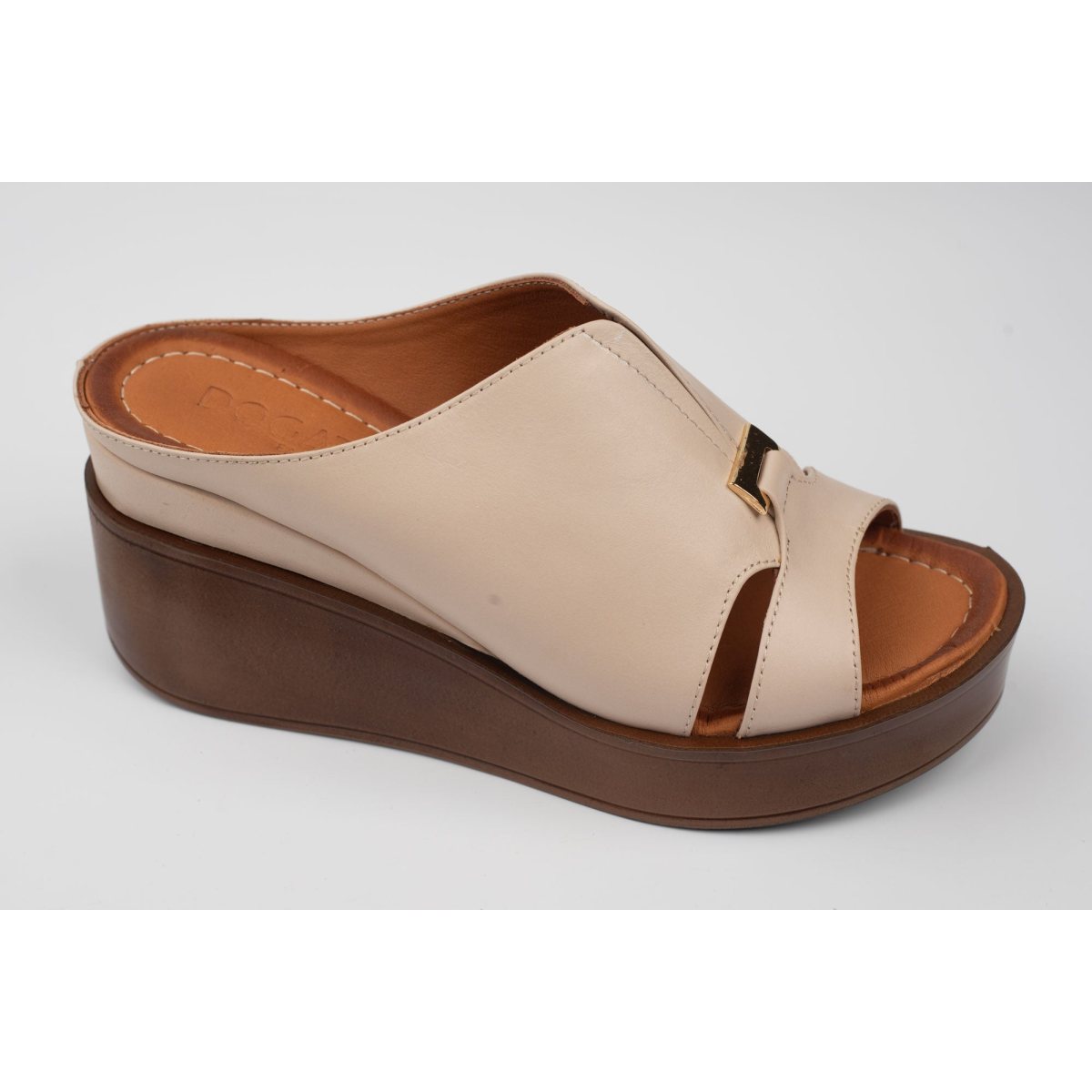 Saboți damă piele naturală DOGATI 907 Crem 36