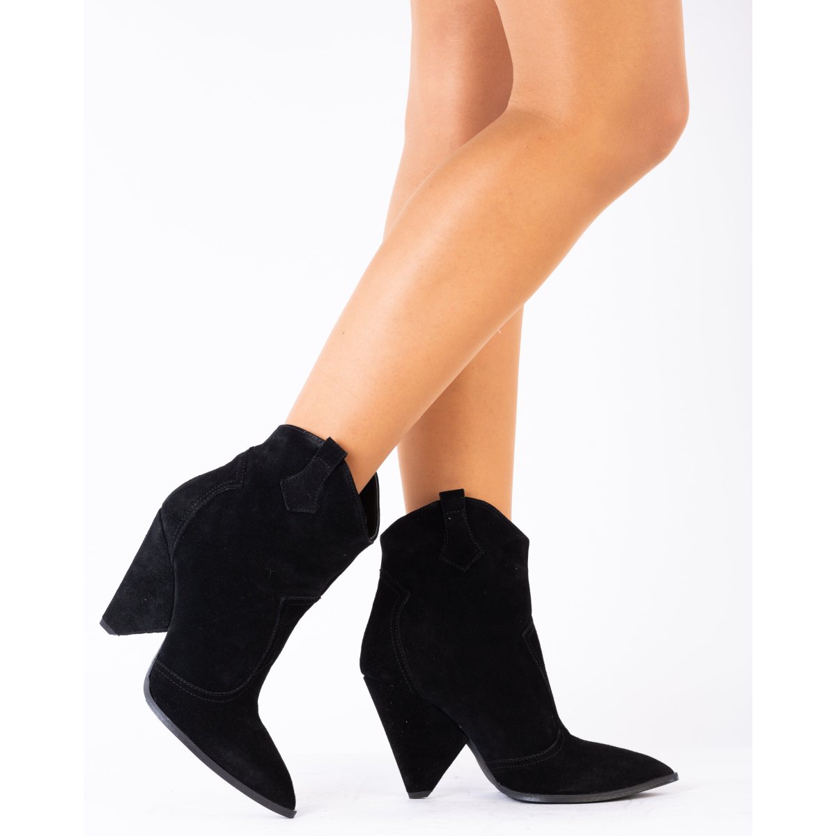 Ghete dama casual piele naturala LARISA Mexic negru velur 40 / Piele naturala / black
