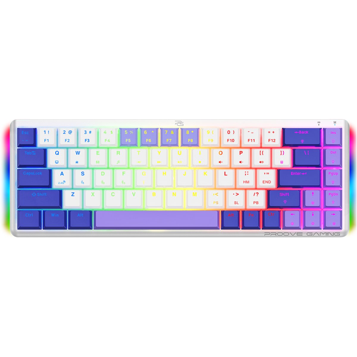 Tastatura fara Fir, Bluetooth, Type-C, RGB, 1500mAh - Proove (WKAFKEN22002) - White