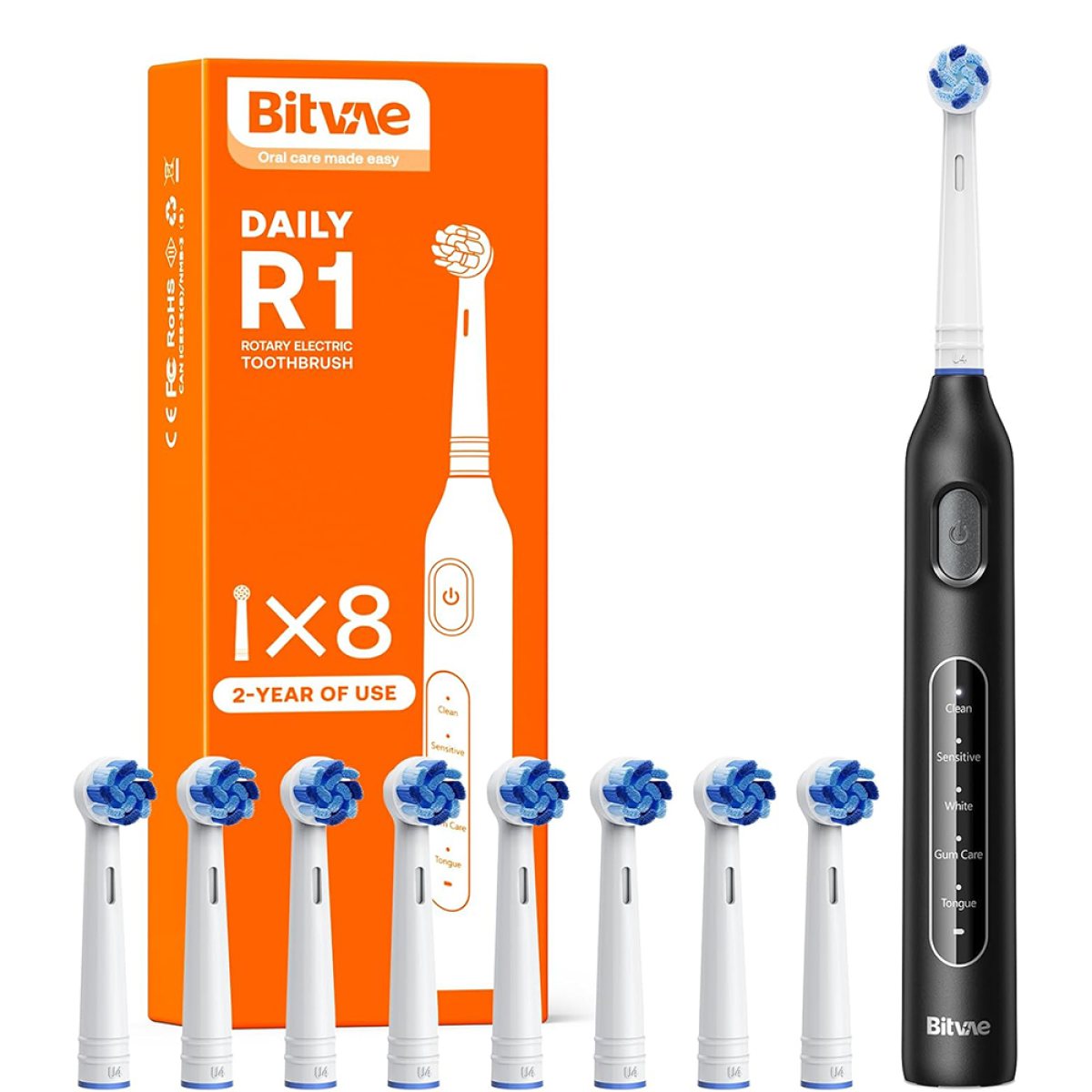 Periuta de Dinti, Capete Rezerva, Soft Type - Bitvae (BVR1) - Black