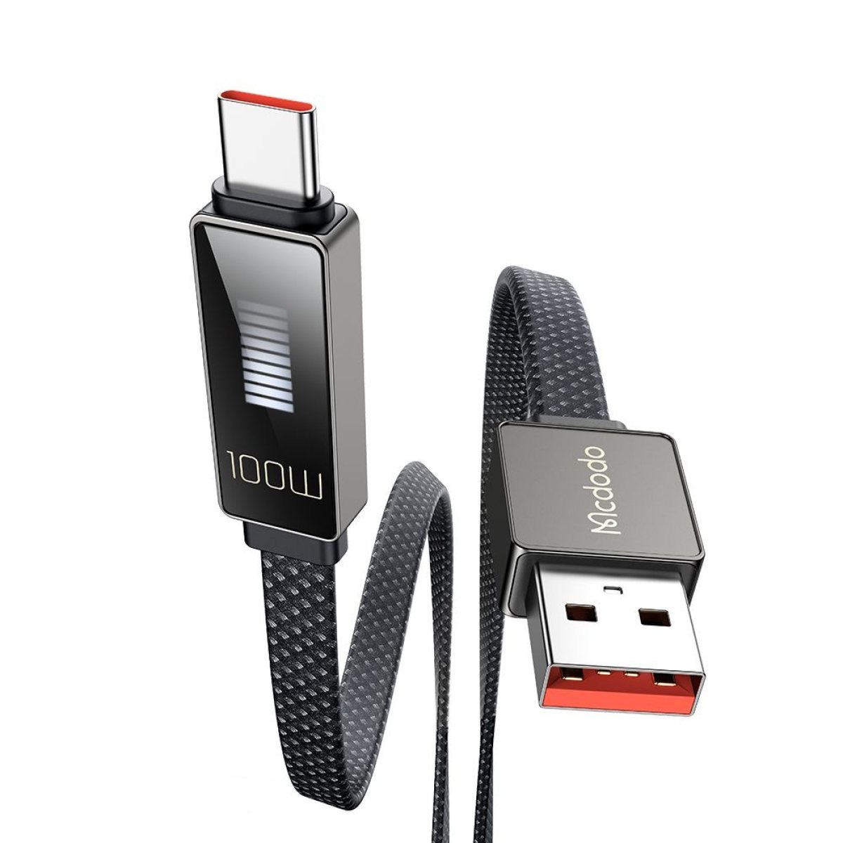 Cablu, USB-A la Type-C, 6AW, Afisaj LED, Fast Charging, 1.2m - Mcdodo Rythm Series (CA-4980) - Black