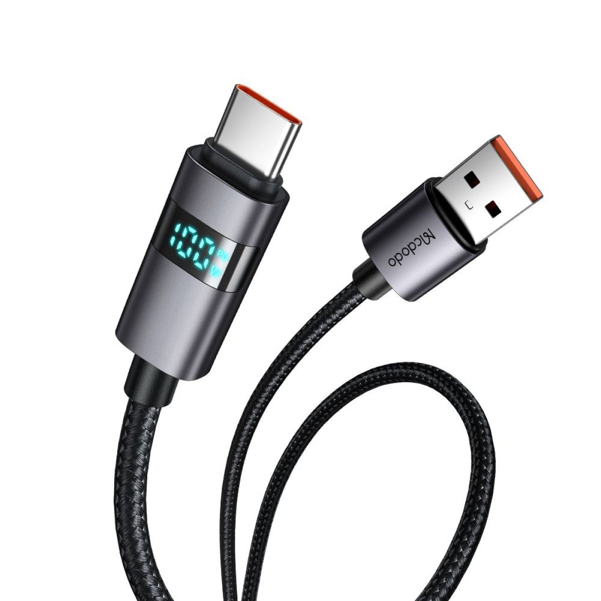 Cablu, USB-A la Type-C, Afisaj LED, 6A, 1.2m - Mcdodo (CA-6520) - Black