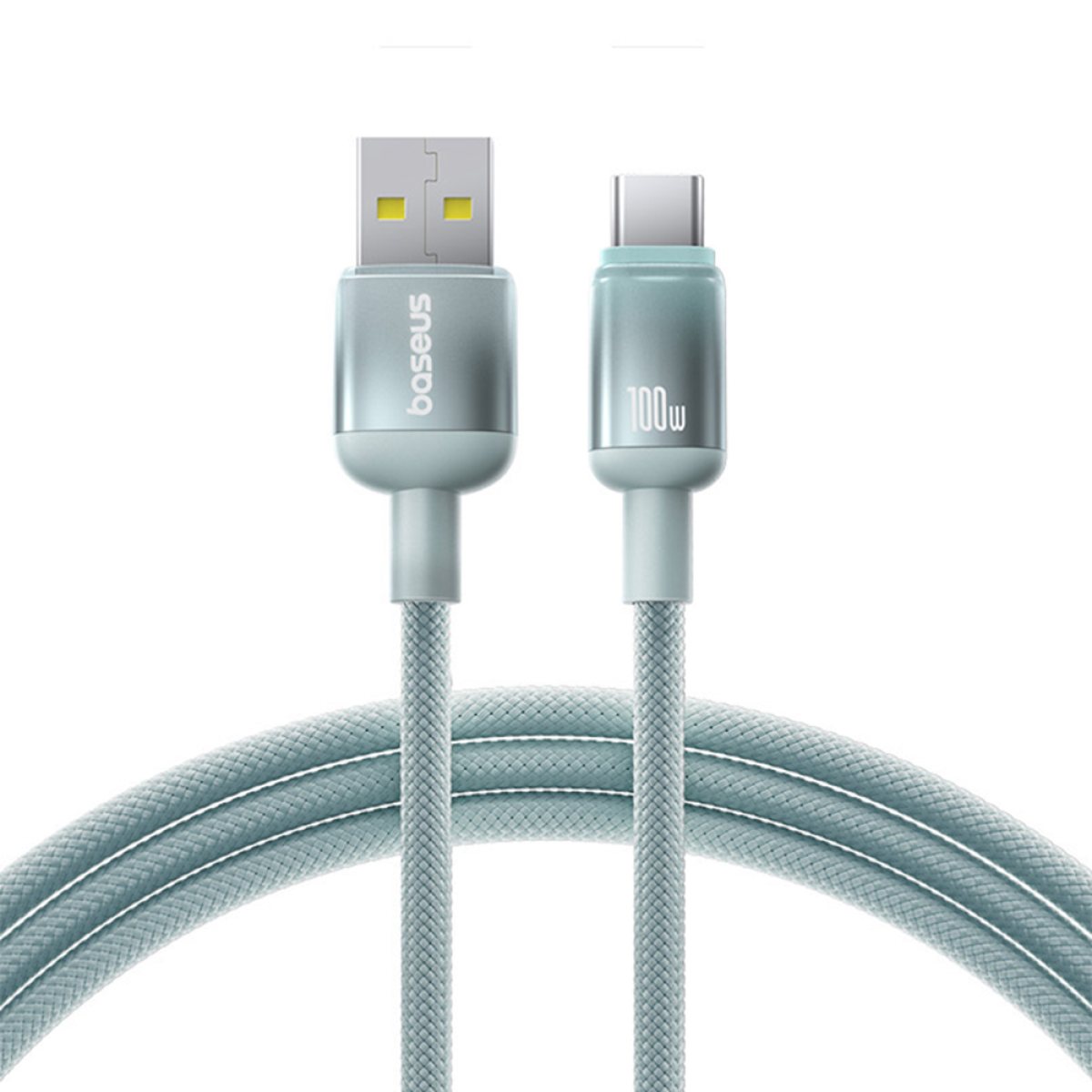 Cablu USB la Type-C, 480Mbps, 100W, 1m - Baseus Discolor Series (E0420800) - Blue/Green