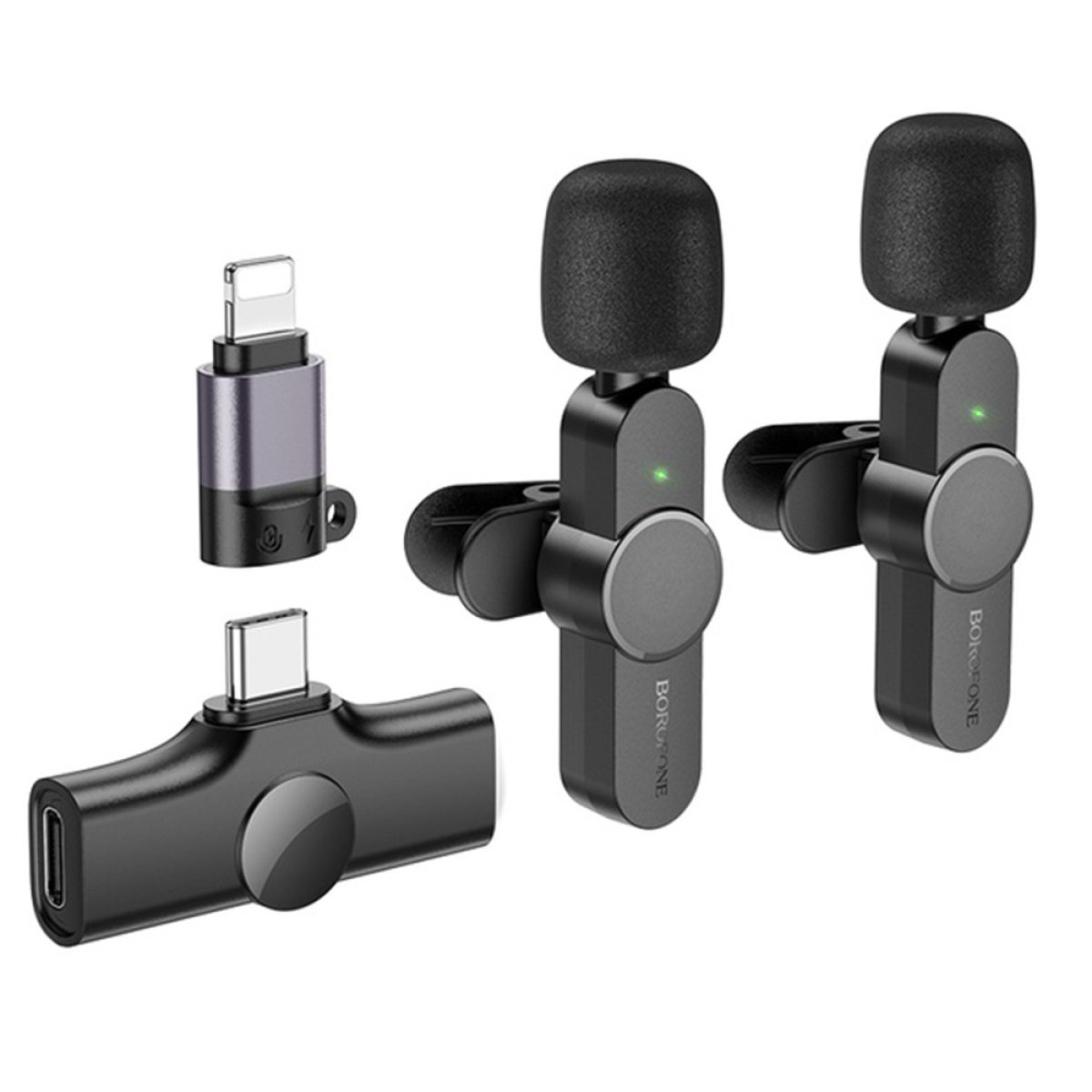 Microfon Lavariera fara Fir, Type-C, Lighting, 70mAh, 2.4Ghz (set 2) - Borofone Trophy (BFK12) - Black