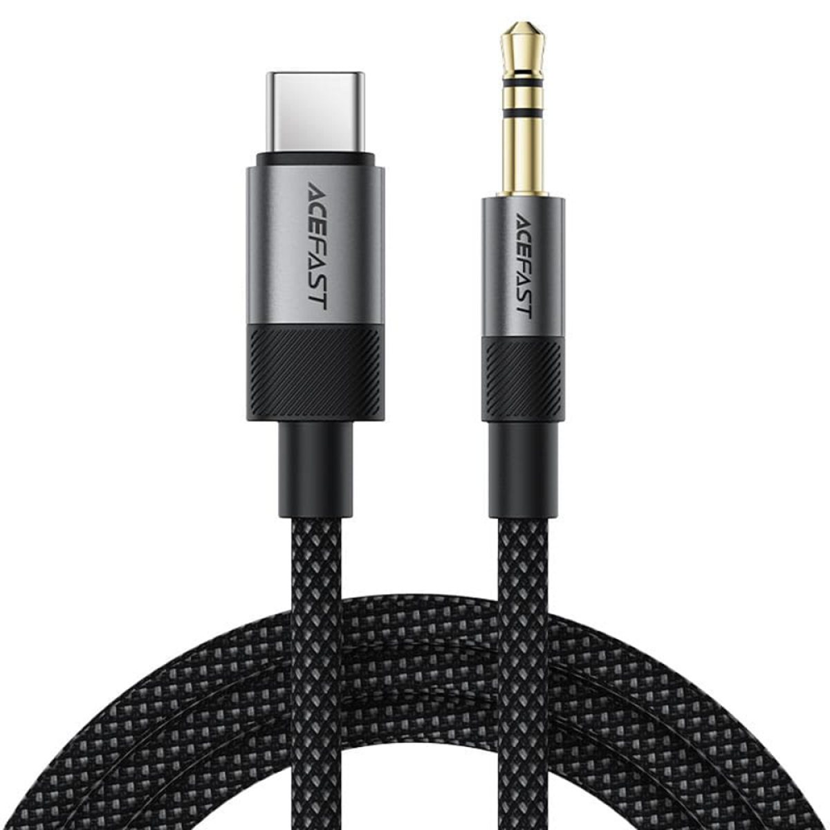 Cablu Audio, Jack 3.5mm la Type-C, Aluminiu + Nailon, 1m - Acefast (J11) - Black