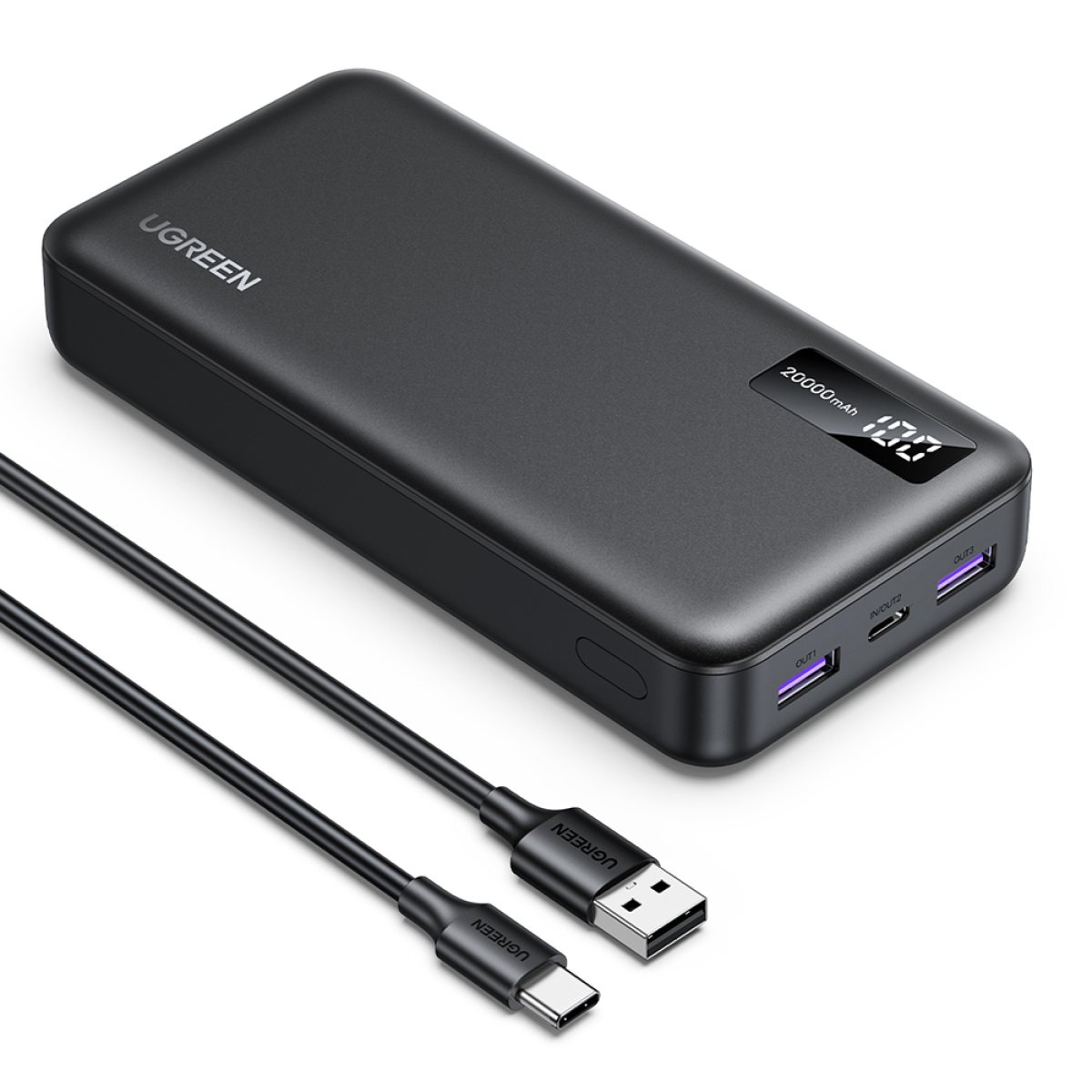 Baterie Externa 2x USB, 2x Type-C, 20000mAh, 74W, 5V/3A - Ugreen PB312 (25683) - Black