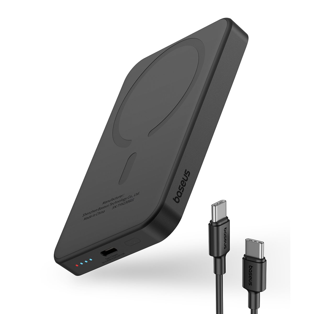Acumulator Extern Type-C, Incarcare Wireless, 20W, 5000mAh + Cablu Type-C, 30cm - Baseus Mini (P10022107113-00) - Black