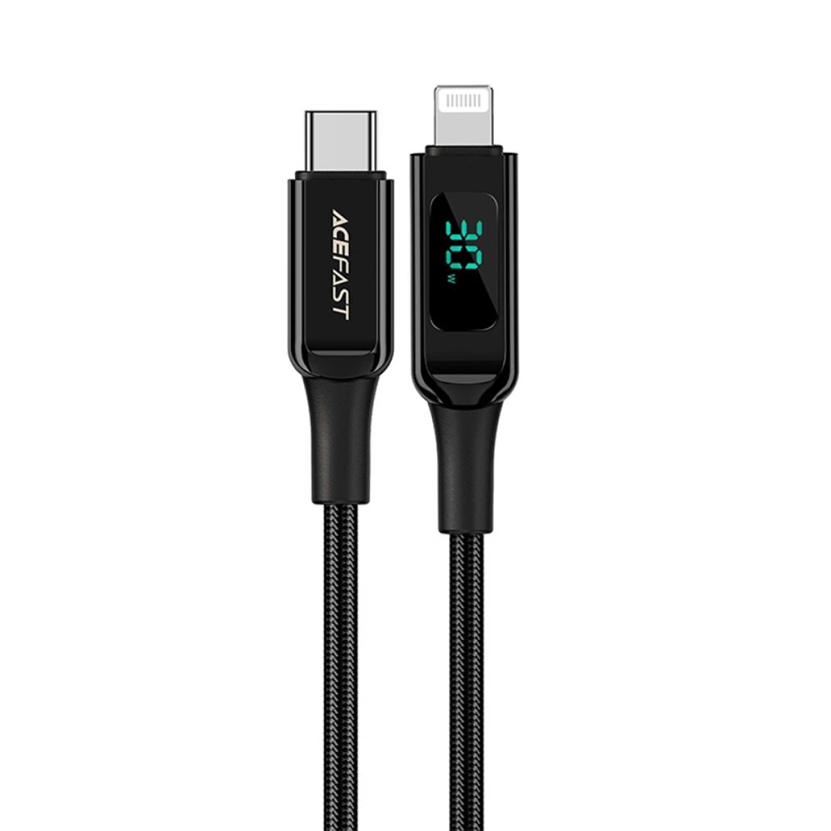 Cablu de date Type-C la Lightning, Fast Charging, 3A, LED Display, 1.2m - Acefast (C6-01) - Black