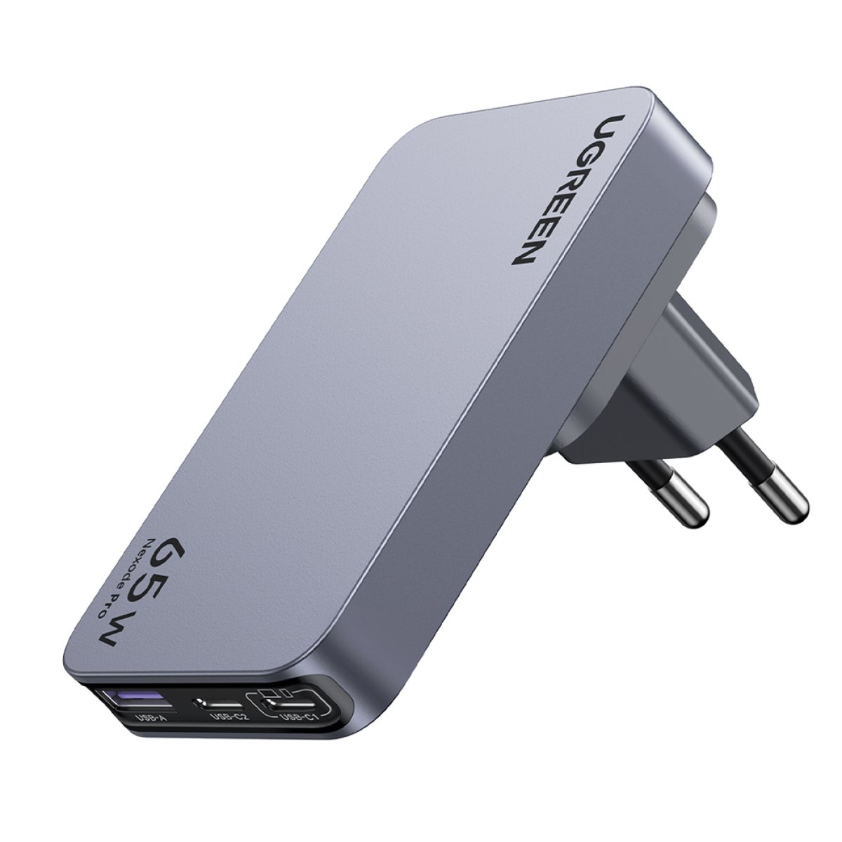 Incarcator pentru Priza USB, 2x Type-C, GaN, Fast Charging, 65W, 3A, PD3.0, QC4.0+ - Ugreen Nexode Pro X753 (25356) - Grey