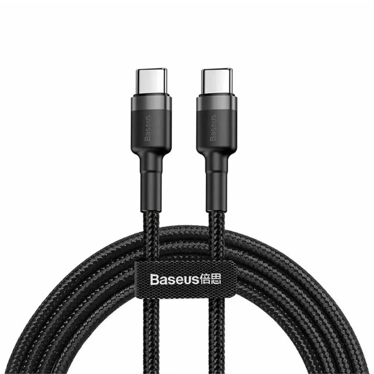 Cablu, USB-C la UBS-C, 60W, 2m (set 2) - Baseus Cafule (E0418500) - Black / Grey
