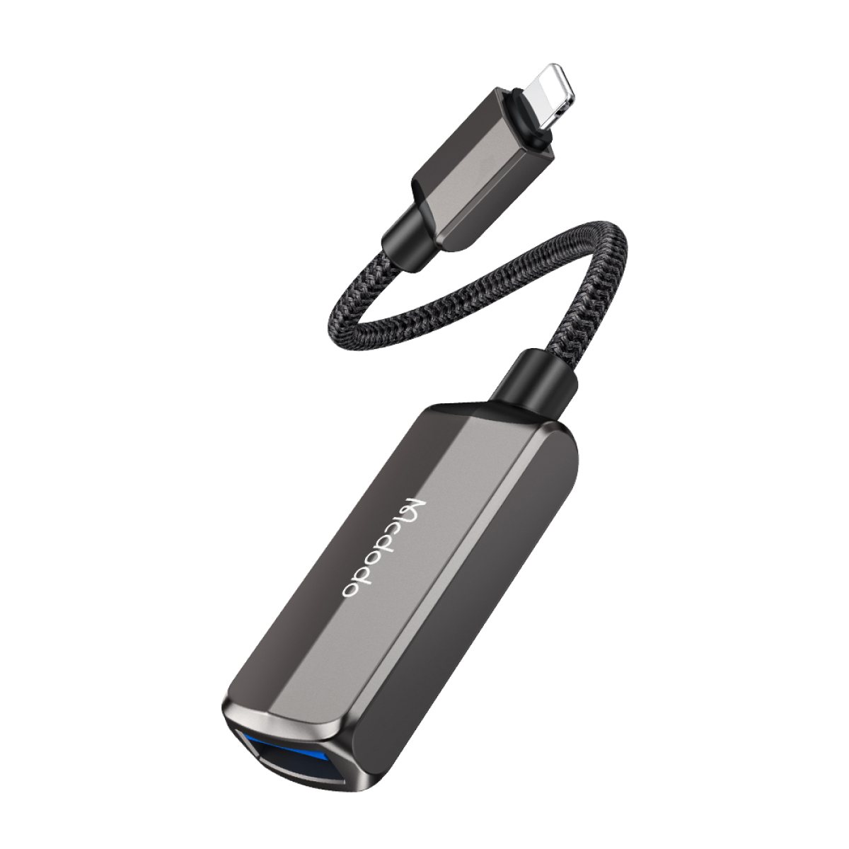 Adaptor Lightning la USB, Lightning din Aluminiu, 2.4A - Mcdodo (CA-2690) - Dark Grey