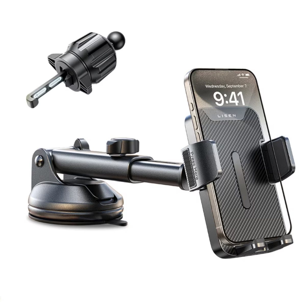 Suport de Telefon pentru Masina cu Brat Telescopic, Ajustabil, Universal - Lisen 2E781 (YL0424040008) - Black