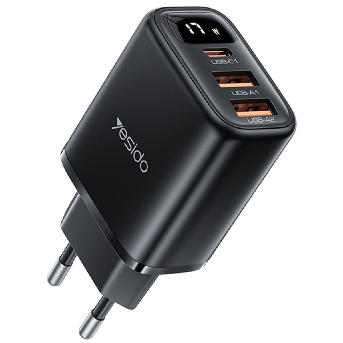 Incarcator Retea 3 in 1, 2x USB, Type-C, 17W - Yesido (YC67) - Black