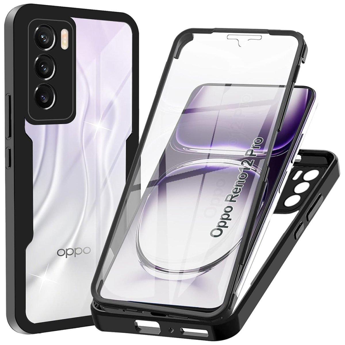 Husa pentru Oppo Reno12 Pro + Folie - Techsuit ColorVerse 360 Series - Black
