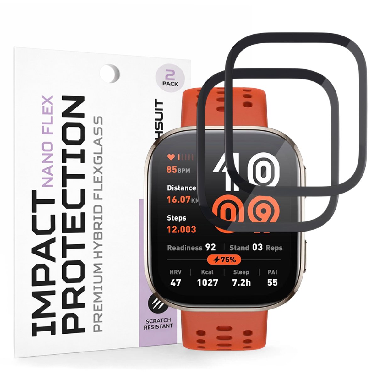 Folie pentru Amazfit Bip 6 (set 2) - Techsuit Nano Flex - Black