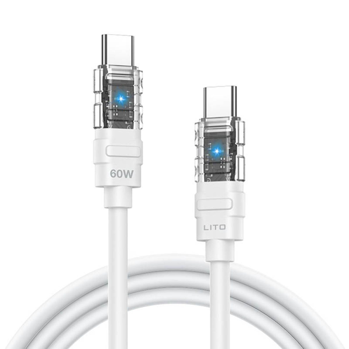 Cablu de Date Fast cu Mufe Type-C, 60W - Lito Liquid Silicone Mechanical (LD05) - White