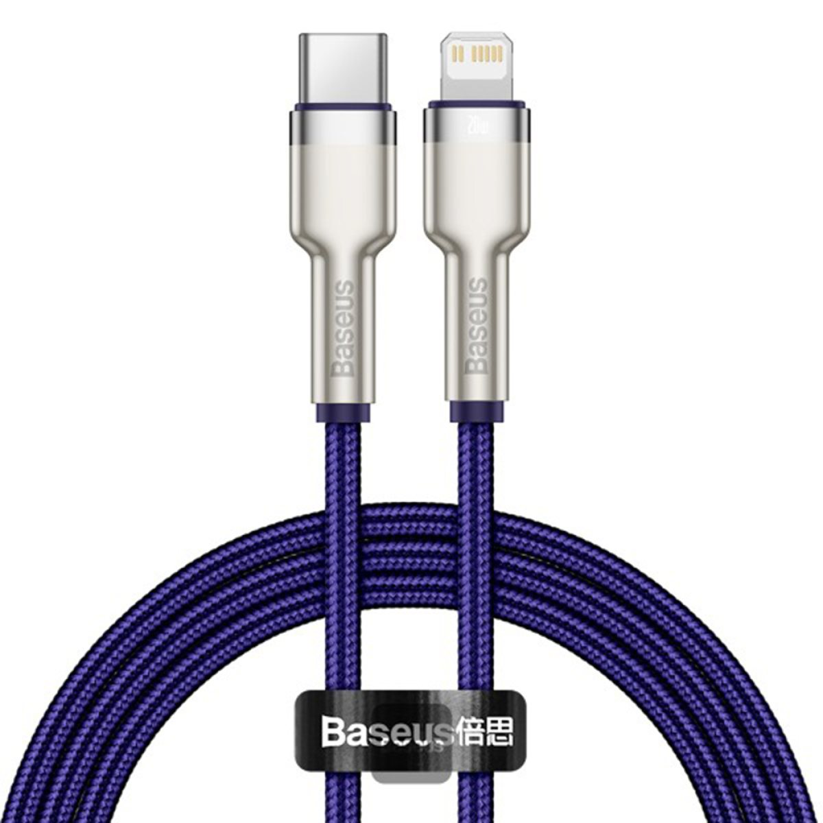 Cablu Type-C to Lightning, Fast Charging PD20W, 480Mbps, 2.4A, 1m - Baseus Cafule Series Metal (CATLJK-A05) - Purple