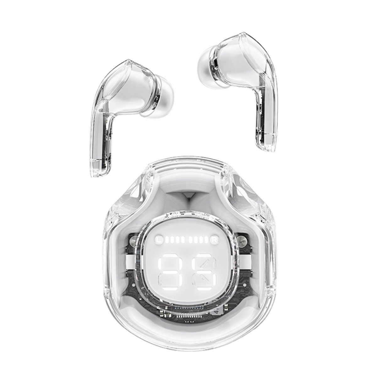 Casti Bluetooth 5.3, Type-C, IPX4, AI Call Noise Reduction, Display Digital - Acefast (T8) - White Moon