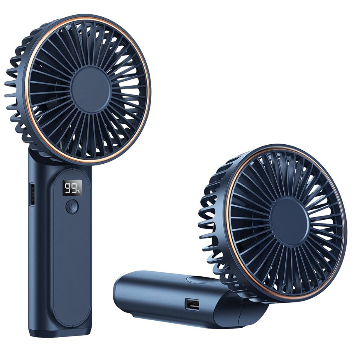 Ventilator Portabil cu Baterie si Display Digital, 5000mAh - Techsuit (M12) - Blue