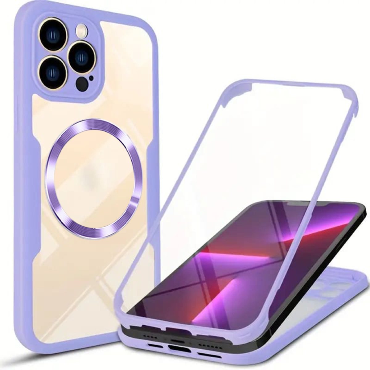 Husa pentru iPhone 13 Pro Max + Folie - Techsuit ColorVerse 360 MagSafe Series - Purple