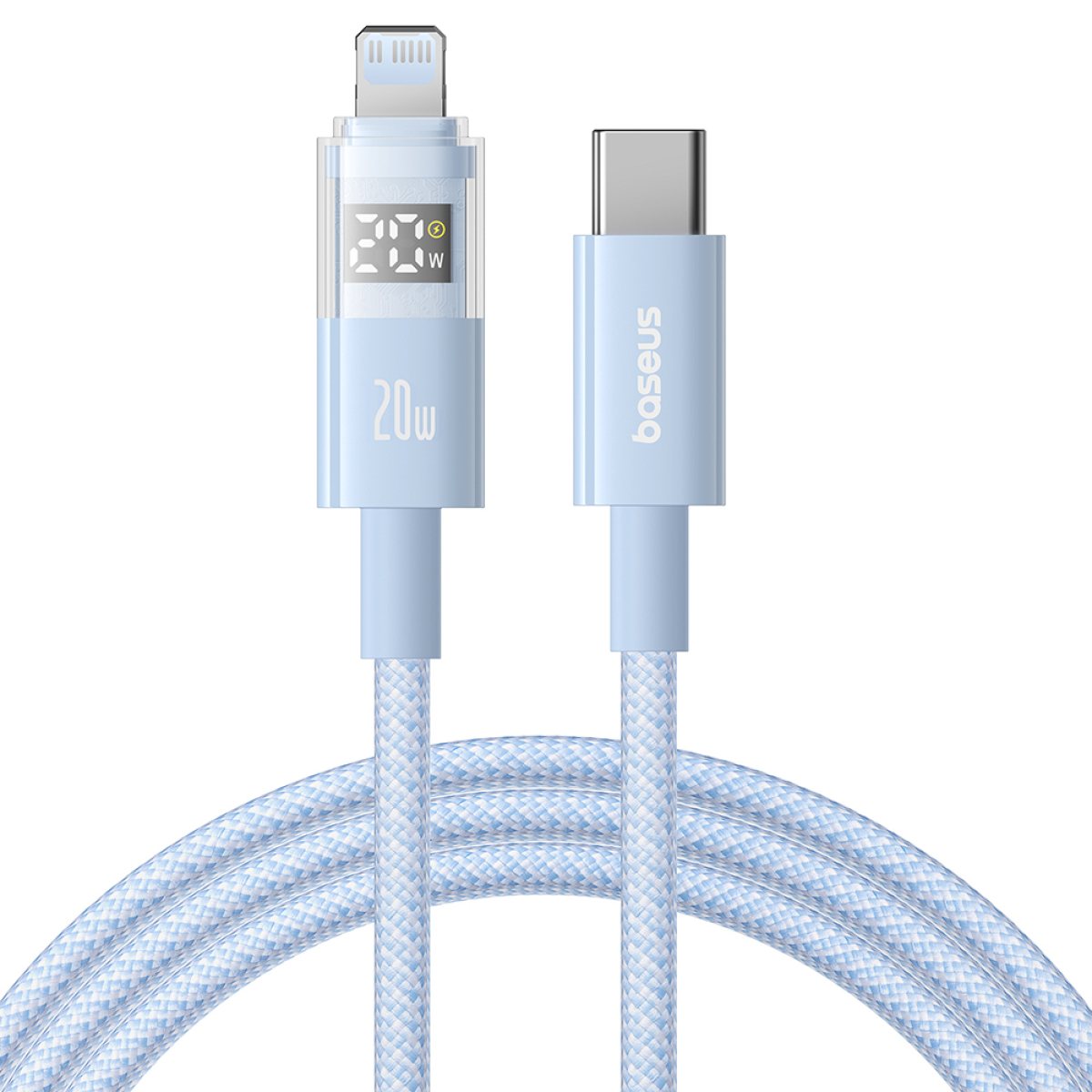 Cablu de Date cu Afisaj Digital, Type-C la Lightning, 20W, 2m - Baseus Display 2 (P10382703311-01) - Galaxy Blue