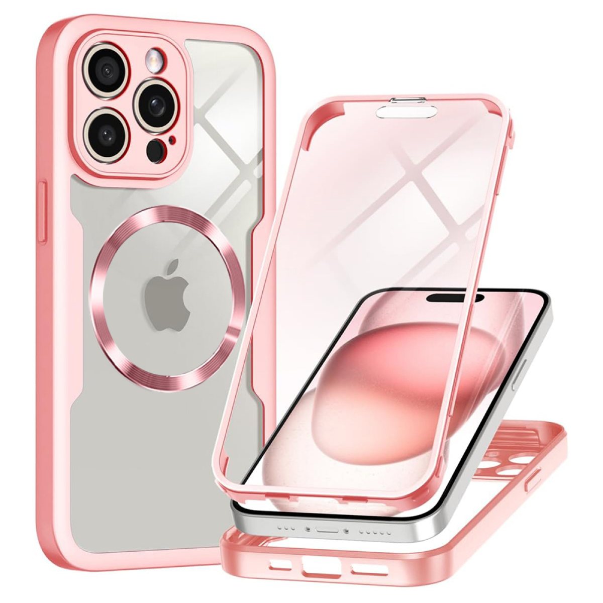 Husa pentru iPhone 14 Pro Max + Folie - Techsuit ColorVerse 360 MagSafe Series - Pink