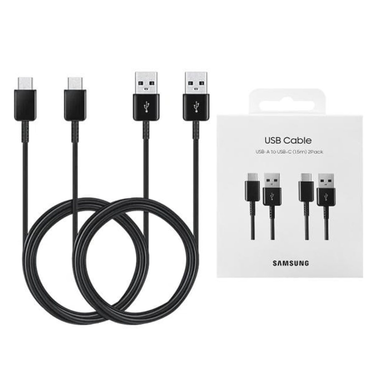 Cablu de date USB la Type-C, 2A, 480Mbps, 1.5m ( set 2) - Samsung (EP-DG930MBEGWW) - Black