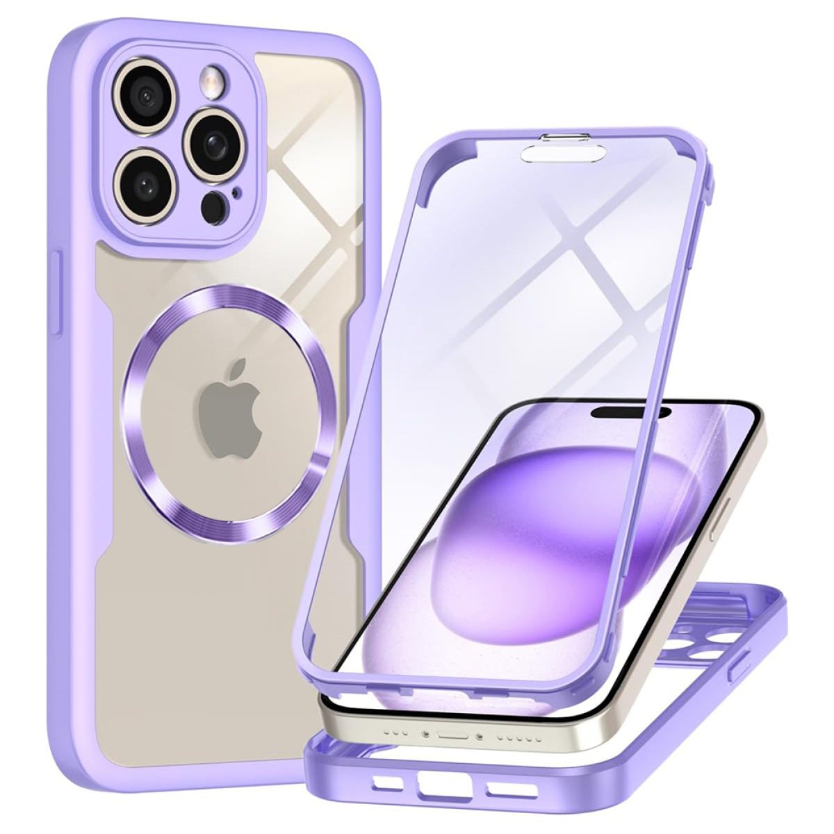 Husa pentru iPhone 14 Pro Max + Folie - Techsuit ColorVerse 360 MagSafe Series - Purple