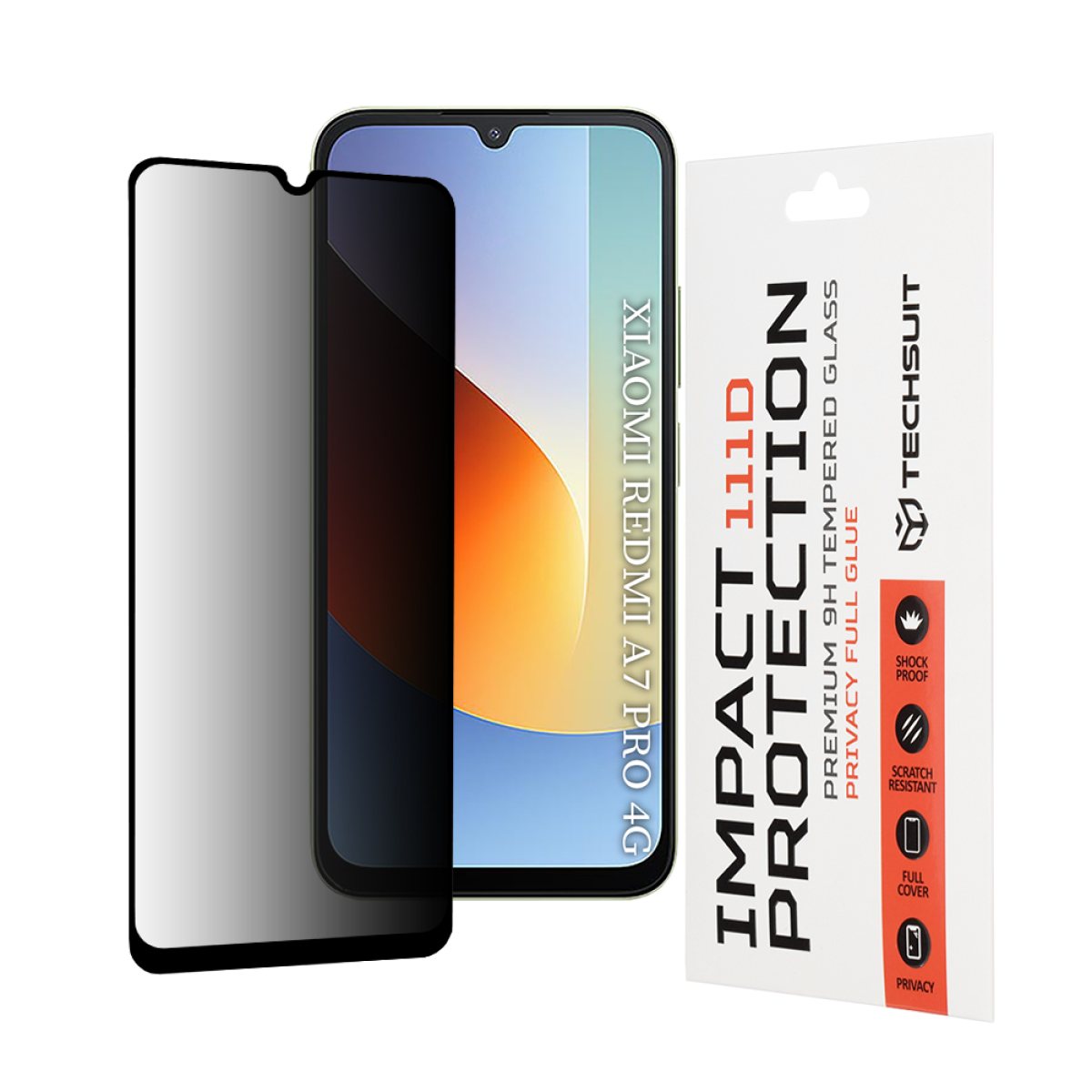 Folie pentru Xiaomi Redmi A7 Pro 4G - Techsuit 111D Privacy FullÂ Glue - Black