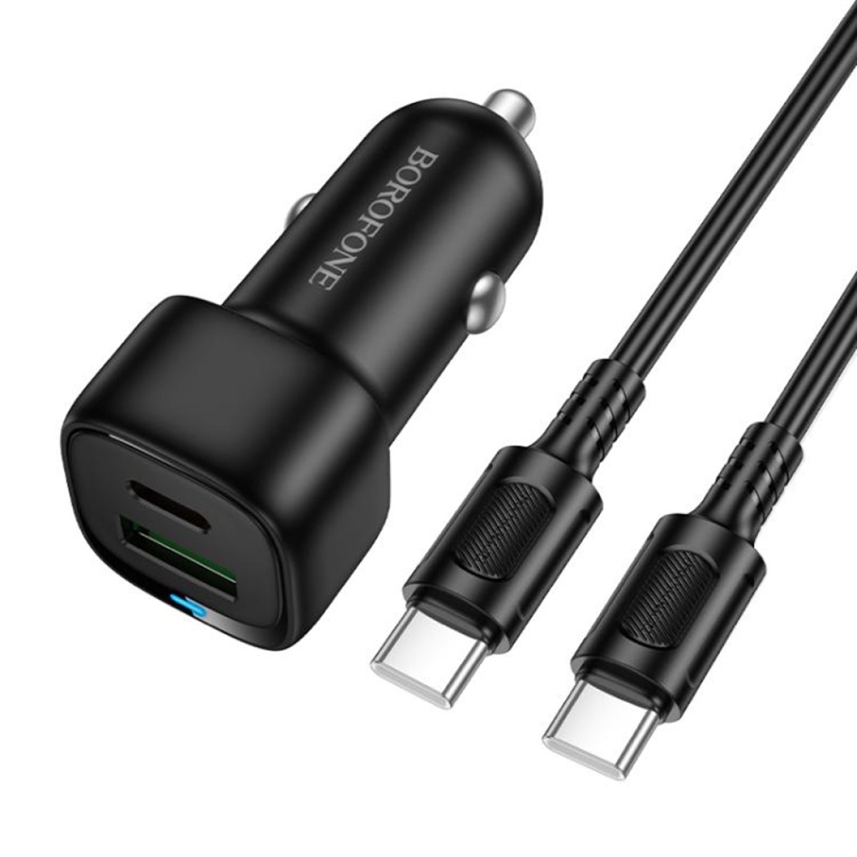 Incarcator pentru Masina, USB-C, USB-A 38W + Cablu Type-C - Borofone Cloud (BZ34B) - Black