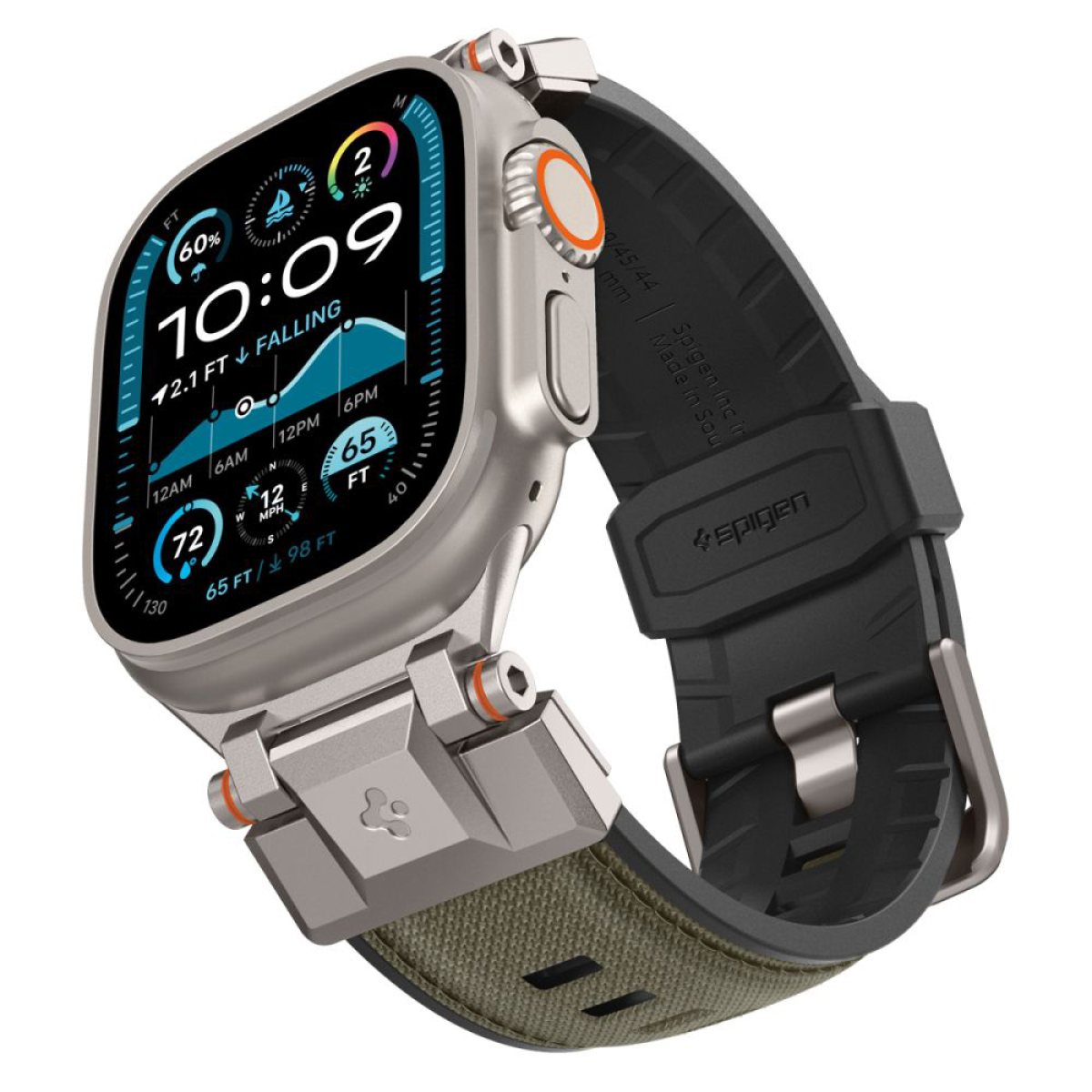 Curea pentru Apple Watch 1/2/3/4/5/6/7/8/9/10/11/SE/SE 2/SE 3/ Ultra/Ultra 2/Ultra 3 (42/44/45/46/49mm) - Spigen DuraPro Armor (AMP09102) - Military Green