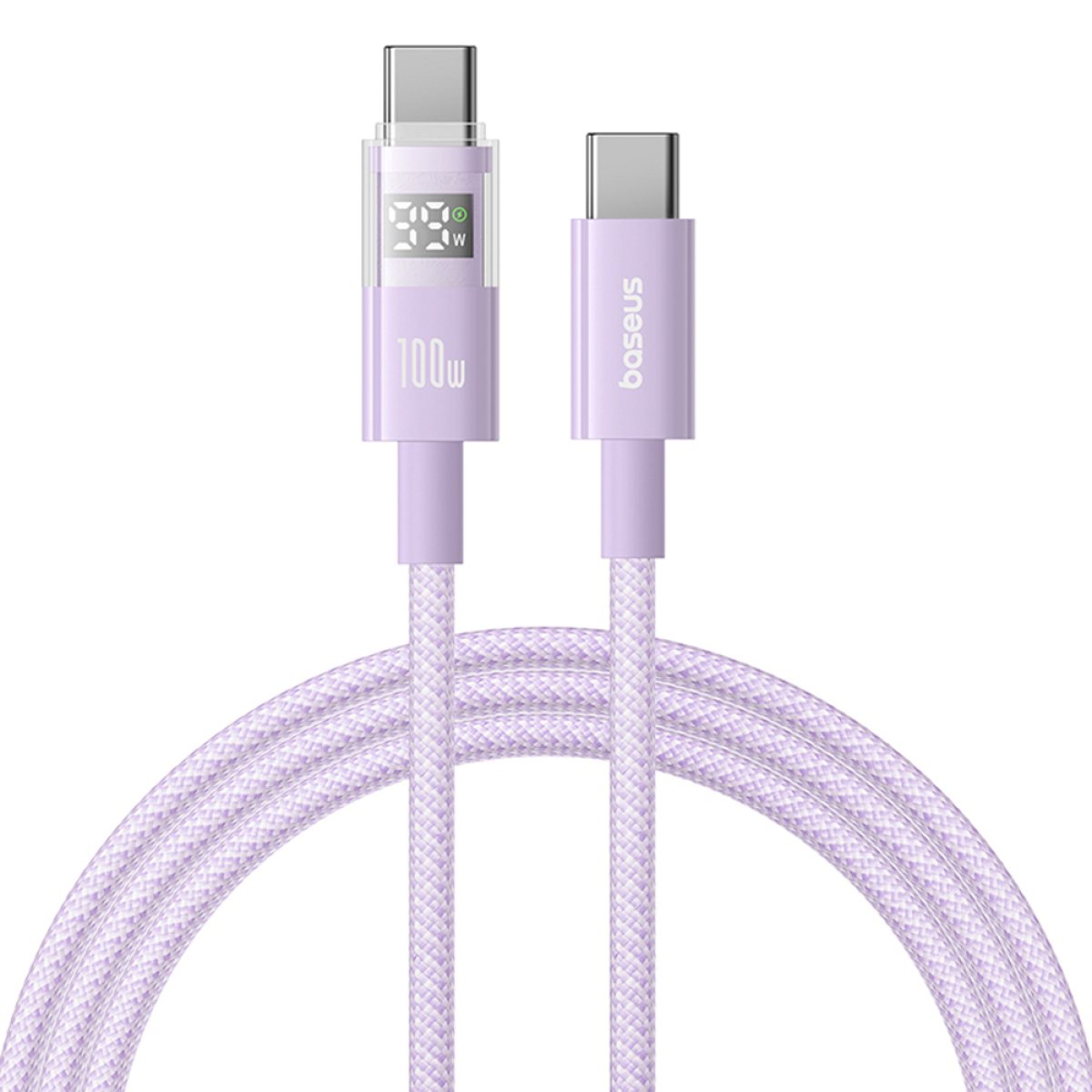 Cablu de Date cu Afisaj Digital, Type-C la Type-C, 100W, 2m - Baseus Display 2 (P10382702511-01) - Nebula Purple