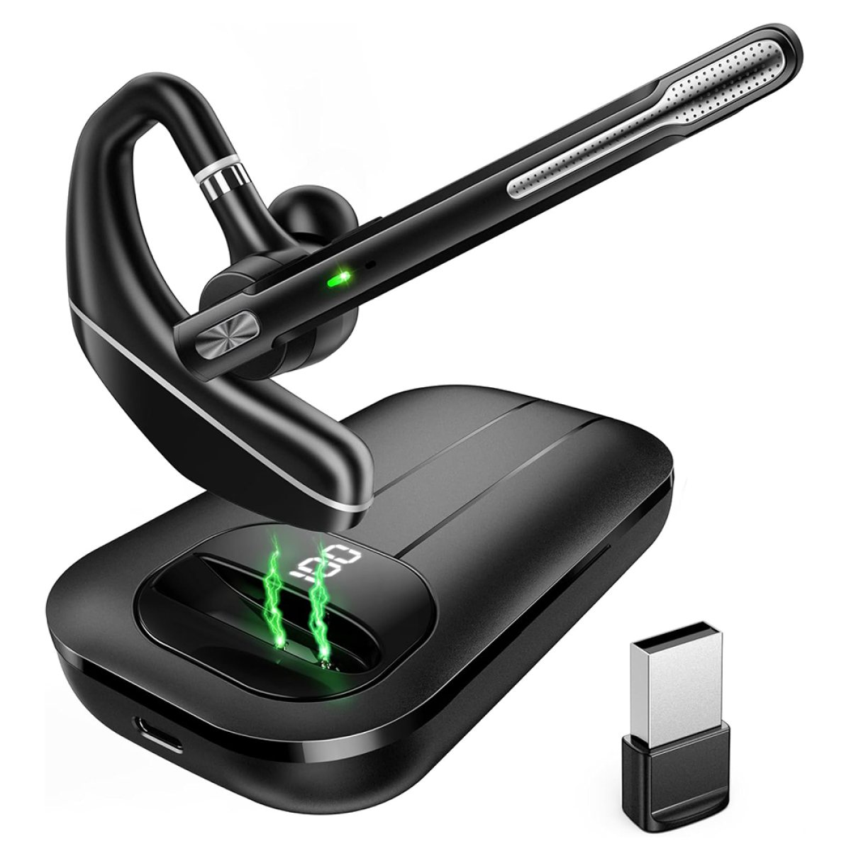 Casca Bluetooth 5.3, Type-C, Noise Cancellation, 1000mAh, LED - Techsuit Hearyo (A6L) - Black