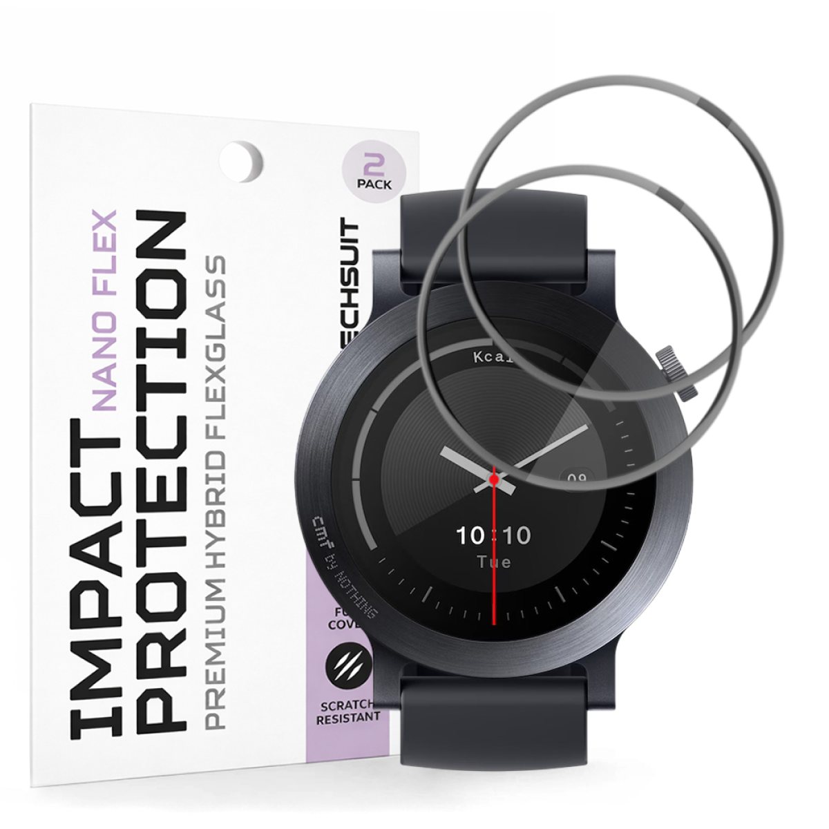 Folie pentru Nothing CMF Watch 3 Pro (set 2) - Techsuit Nano Flex - Black