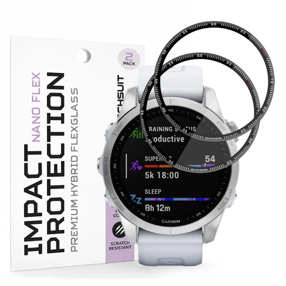 Folie pentru Garmin Fenix 7S (set 2) - Techsuit Nano Flex - Black