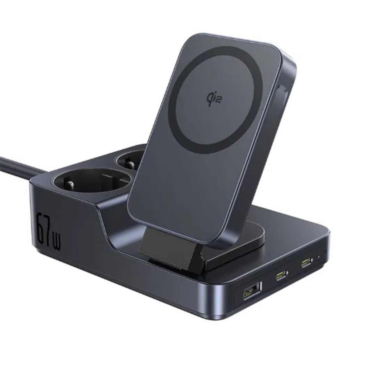 Statie de Alimentare, Magnetic Wireless, 2x AC Plug, 2x Type-C, 1x USB-A, 67W, 1.5m - Baseus Nomos ND11 (E00078801123-00) - Cosmic Black
