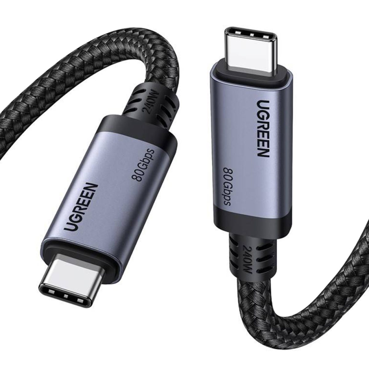 Cablu de Date USB-C la USB-C 80Gbps, 240W, 16K@60Hz, 1m - Ugreen L706 (65383) - Black
