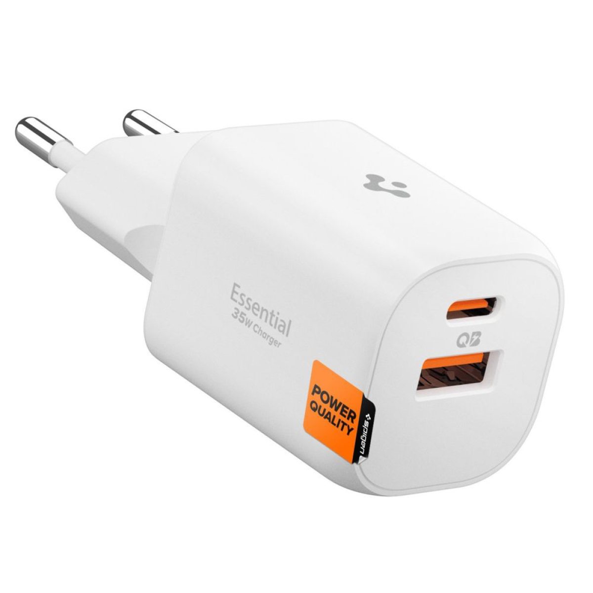 Incarcator pentru Priza, 2x Type-C, 35W, Fast Charging, Quantum Boost - Spigen Essential (EE352EU) - White