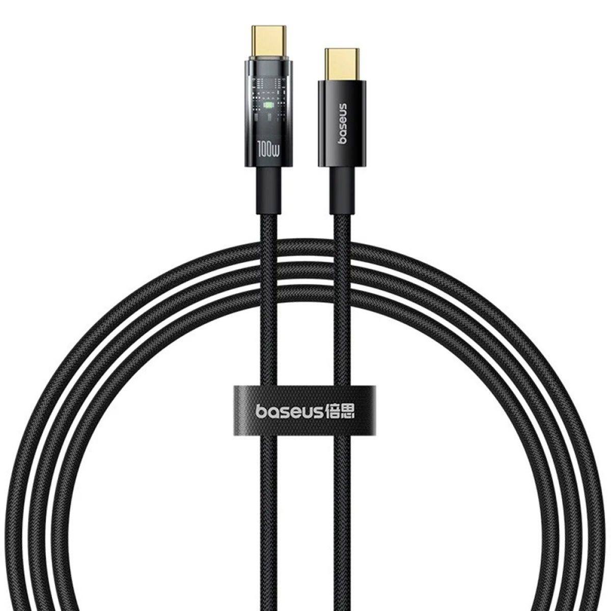 Cablu Type-C, Auto Shutdown, 100W, 2m - Baseus Explorer (P10319704111-00) - Cluster Black