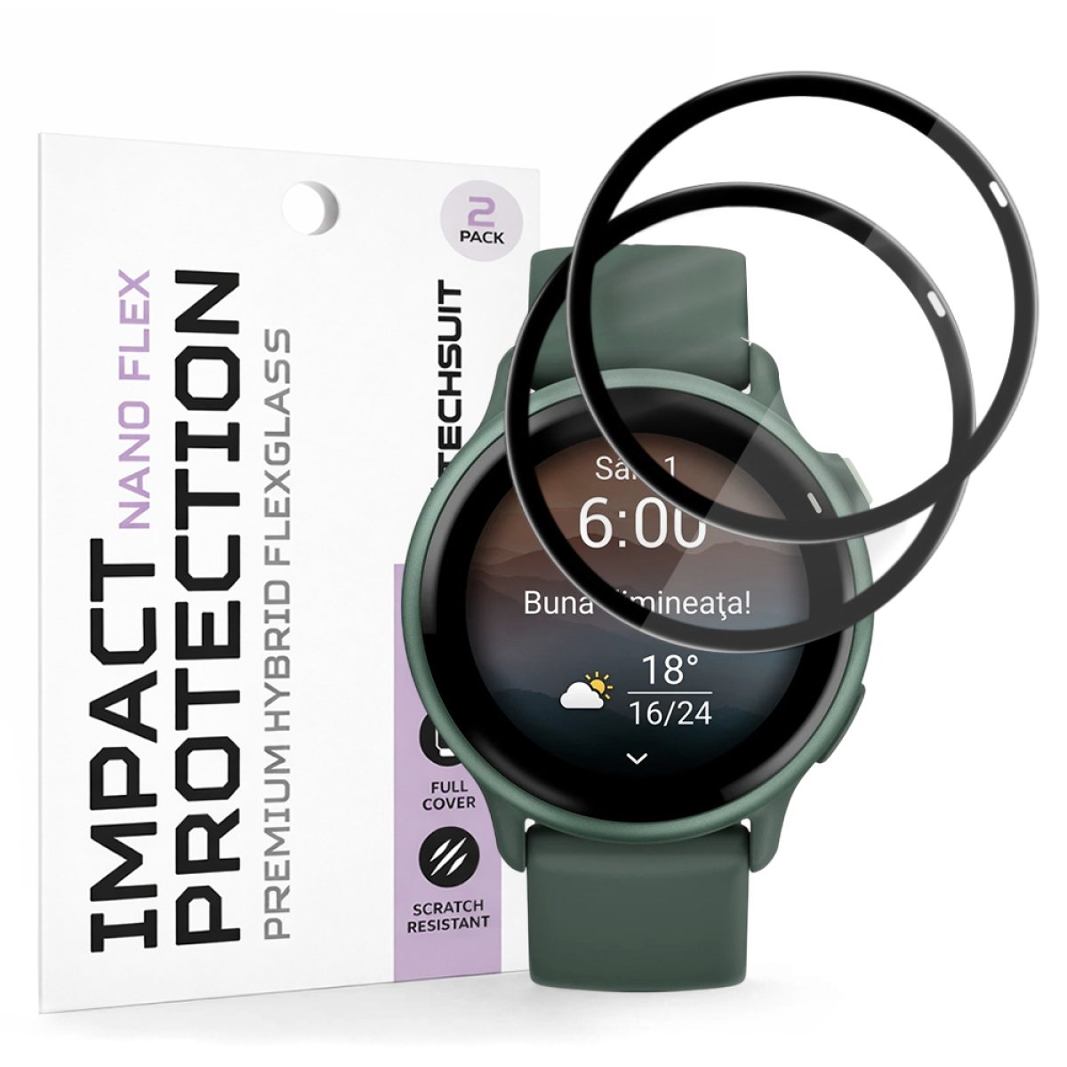 Folie pentru Garmin vivoactive 6 (set 2) - Techsuit Nano Flex - Black