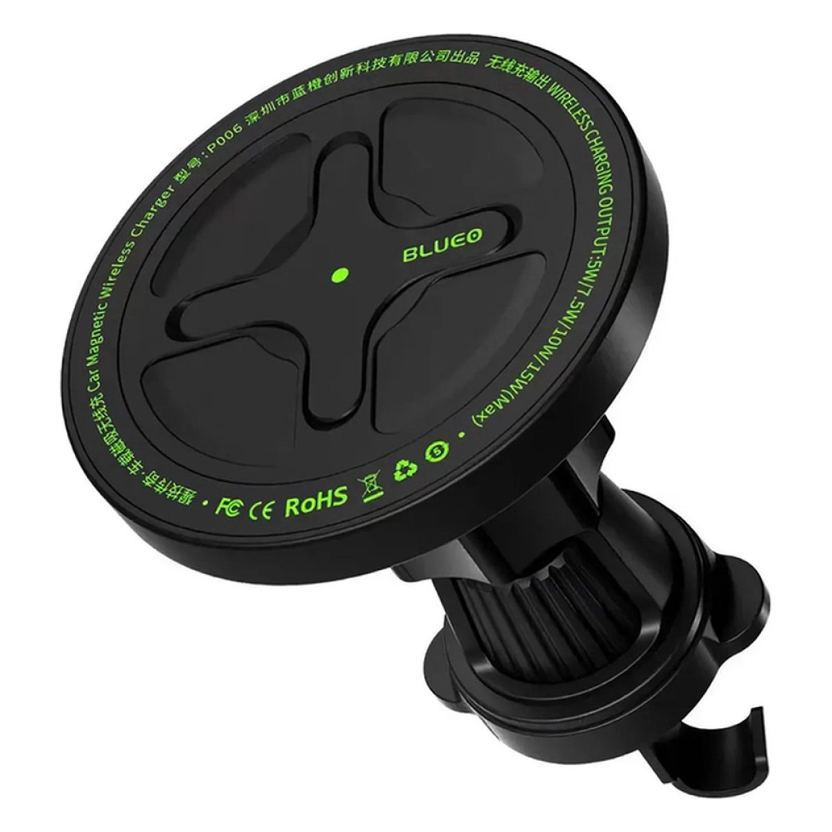 Suport Auto Telefon, Wireless, 15W, Type-C, Ajustabil, Grila de Ventilatie - Blueo Ape Legend  - White