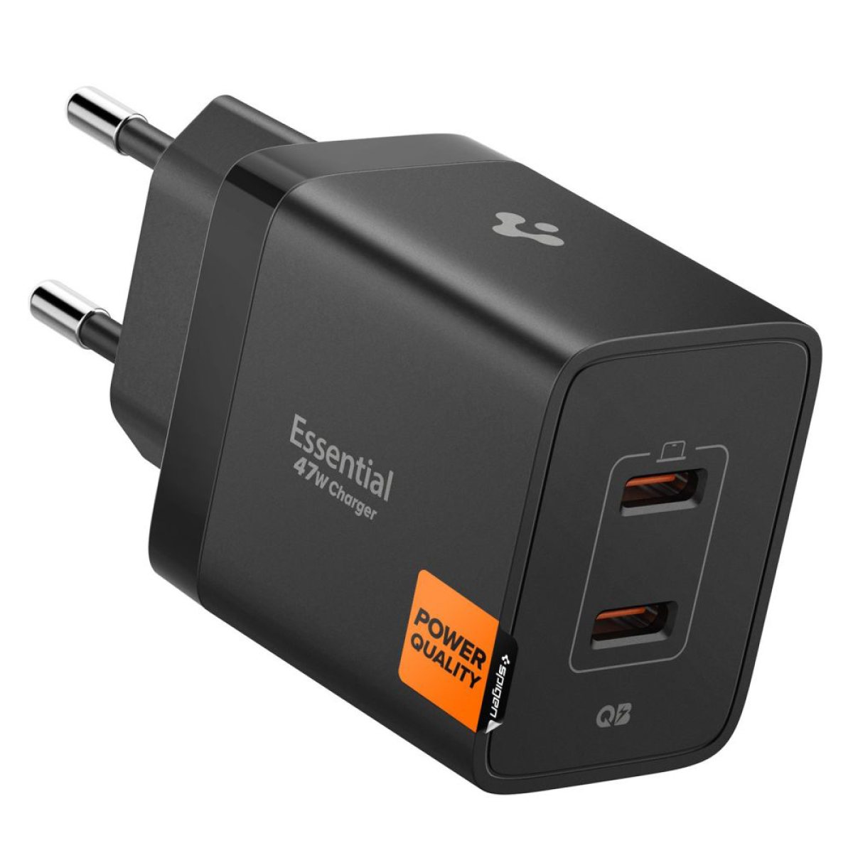 Incarcator pentru Priza, 2x Type-C, 47W, Fast Charging, Quantum Boost - Spigen Essential (EE472EU) - Black
